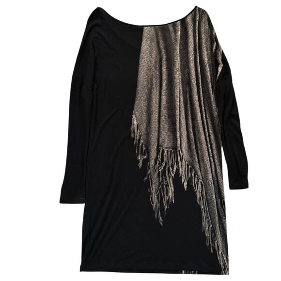 Isabel de Pedro Scarf Print Draped Dress Black US 6 Spain Avant Garde Art Deco - Picture 3 of 5